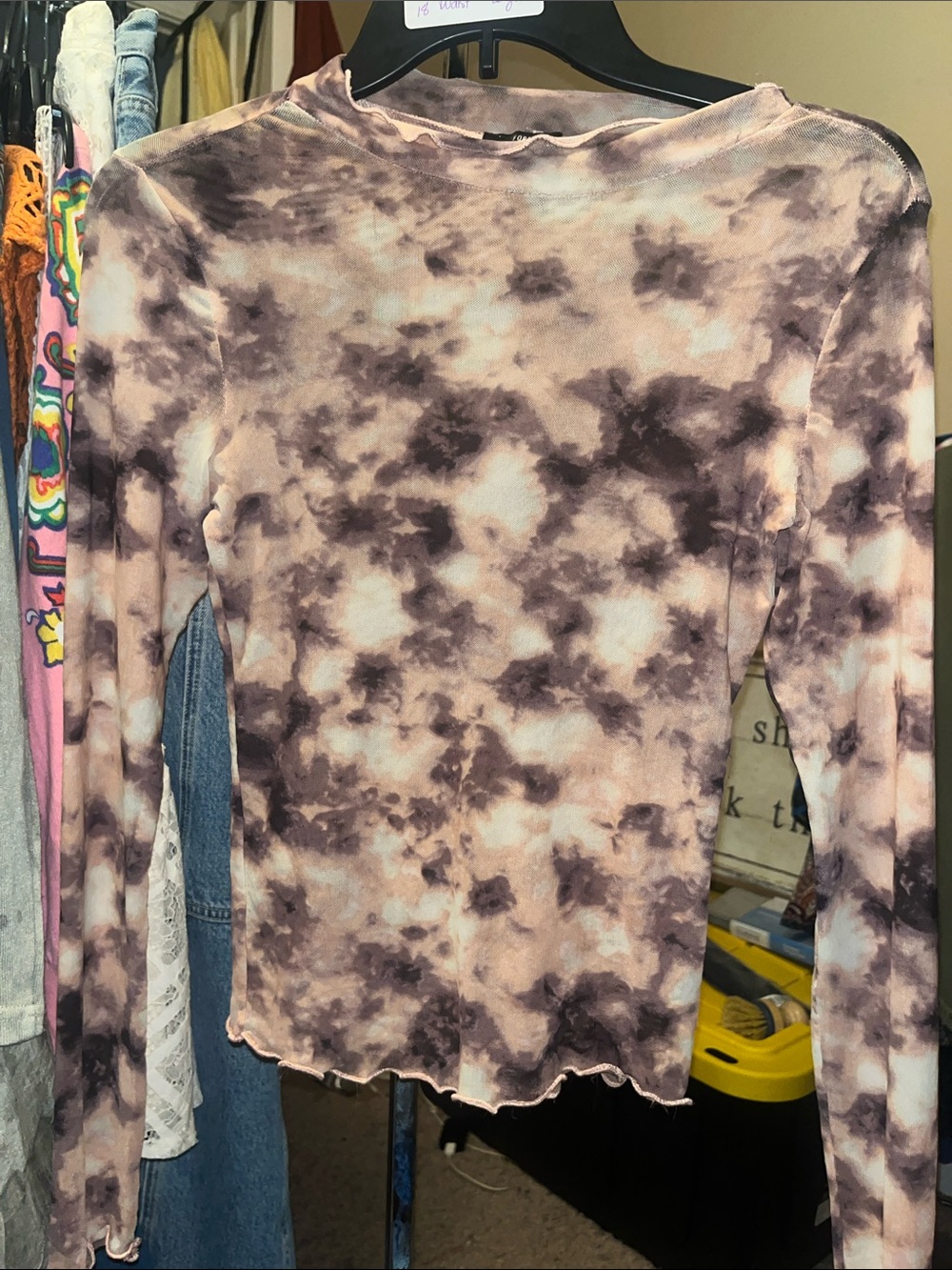 Forever 21 Mauve and Cream Tie-Dye Long Sleeve Top